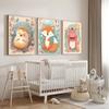 Cartoon Lion Giraffe Fox Nursery Wall Art Print Poster Baby Bedroom Cute Animal Canvas Painting Modern Room Aesthetic Decoration