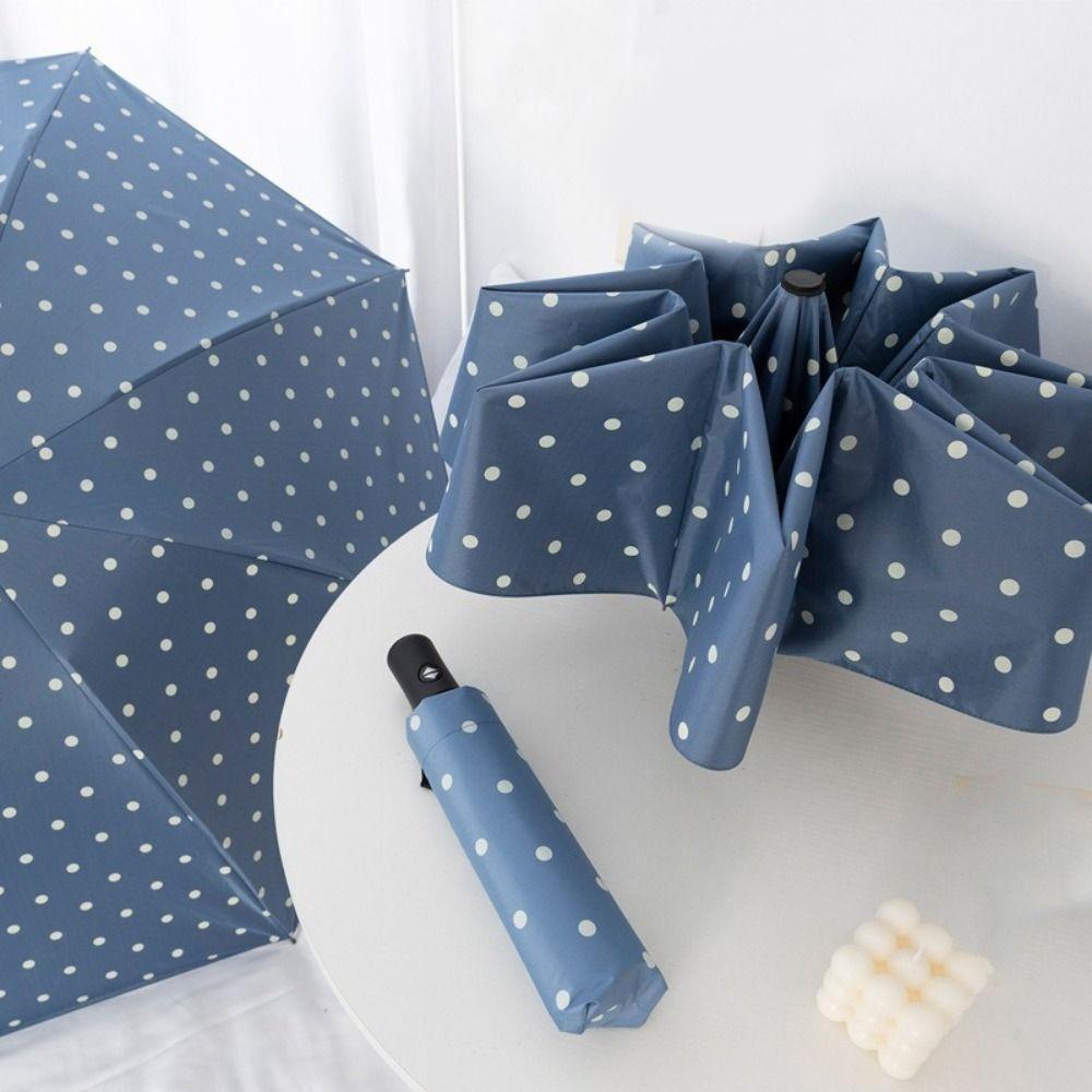 UV Protection Polka Dot Umbrella Automatic/Manual Dual Use Umbrella  for Daily Commuting