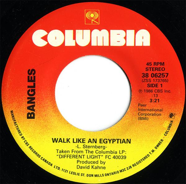 

7inch Record BANGLES - Walk Like An Egyptian 3806257 Columbia 1986 Canada Rock Used