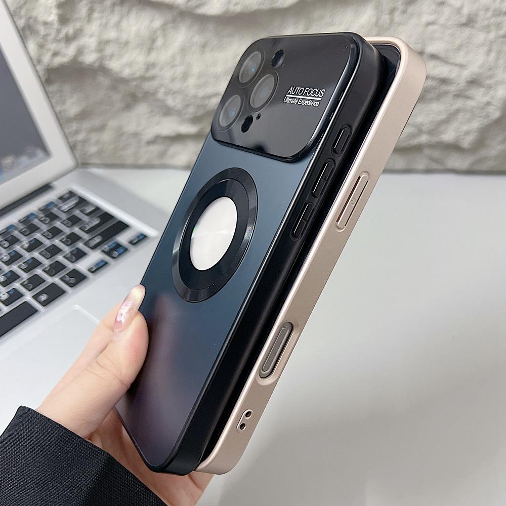 KEYSION Luxury Glass Camera Lens for MagSafe Magnetic Wireless Charging Case for iPhone 12 11 Pro Max Shockproof Phone Cover