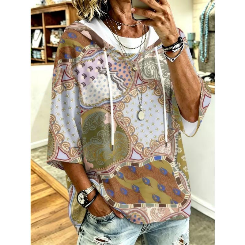 Damen Kapuzenpullover in Übergröße, Elegantes Bequemes Einfaches Muster Print, Modisch und Vielseitig