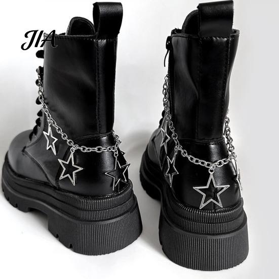 Five Pointed Star Shoe Charms Shape Charms, Accessories Decoration, Gothic Style Shoelaces Punk Decorations Chains, Stainless Steel Decorative Hanging