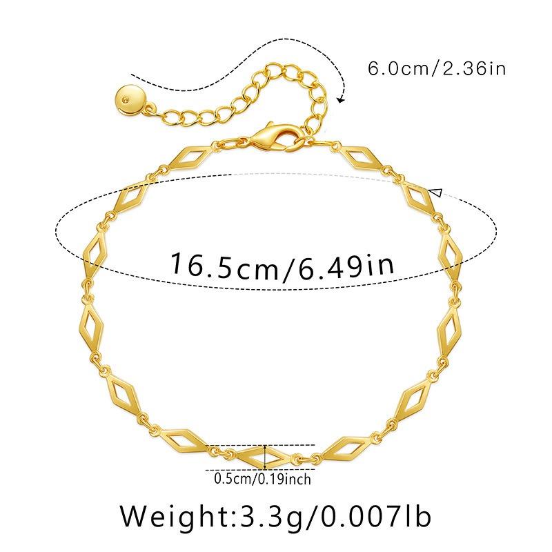 Womens Minimalist 18k Gold Plated Geometric Thin Chain Gold Bracelet
