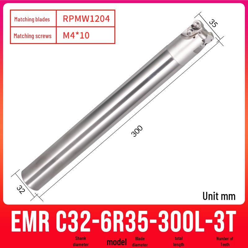 Shockproof EMR CNC Milling Cutter Holder - Round Nose, Bull Nose & Flat Machining Extensions (R4, R5, R6)