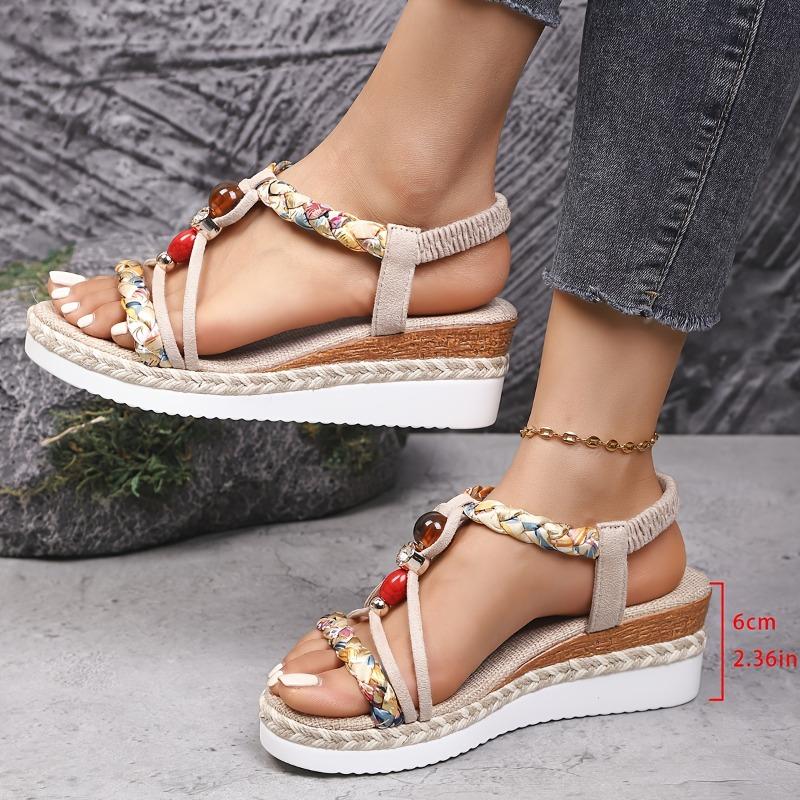 Nuevas Sandalias de Cuña de Estilo Bohemio para Todas las Estaciones Zapatos Casuales de Moda para Mujer con Suela Gruesa