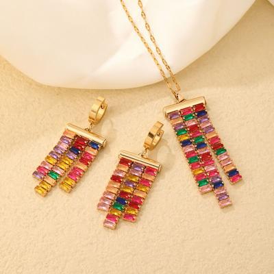 Set Collana Orecchini Diamanti Per Donna Estate Semplice Donna Gioielli Accessori di Lusso Leggero di Alta Gamma
