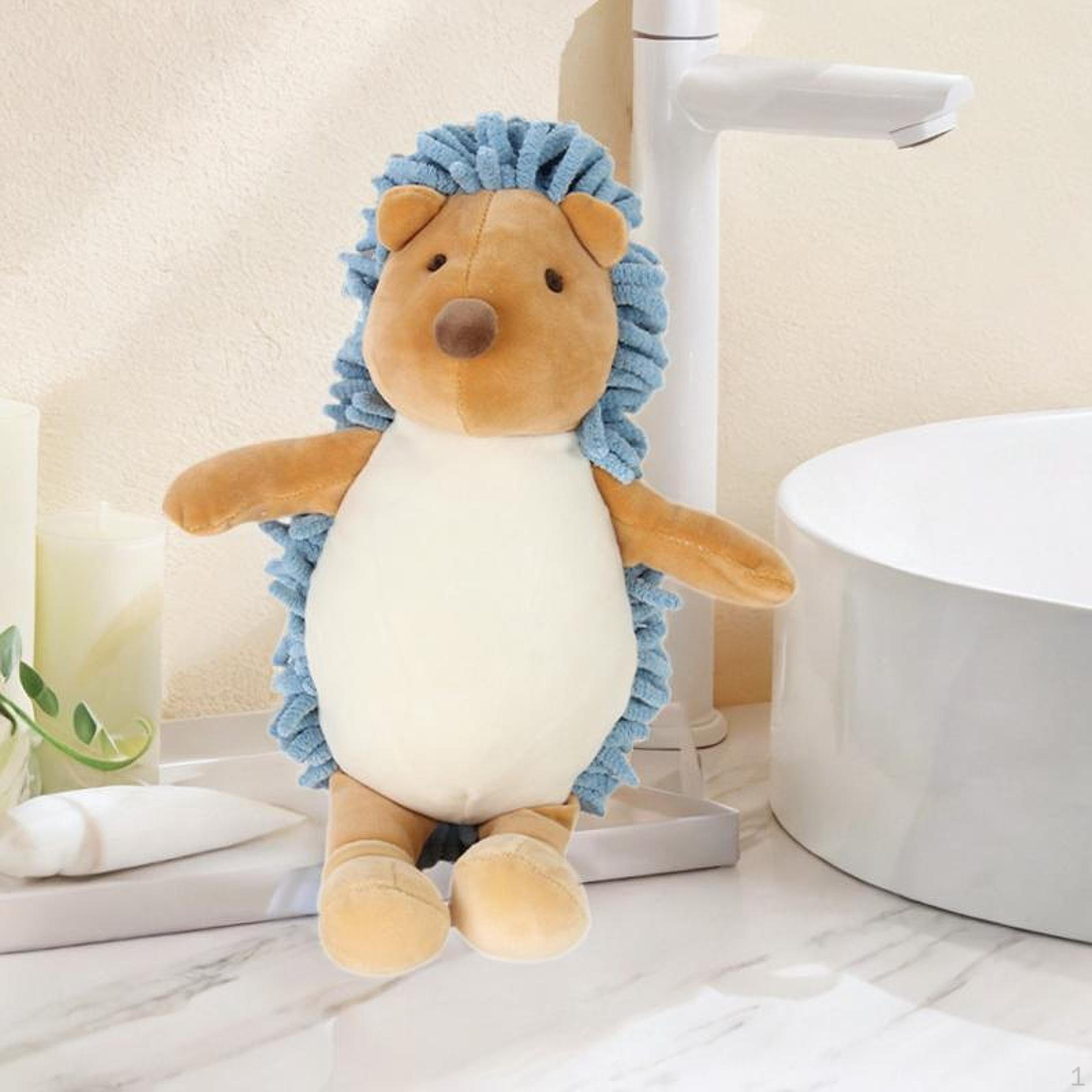 

Chenille Hand Towel for Bathroom Kitchen, Hanging Drying Towel, Funny Animal Blue Hedgehog