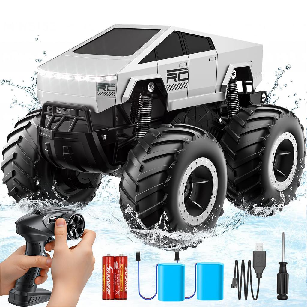 Amphibious Off-Road RC Car - Popular RC Car for Kids, 4WD Off-Road Drift, Waterproof, 2.4Ghz, 360° Rotation, LED Lights, Electric Toy Car, Birthday