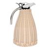 Handwoven Stainless Steel Thermal Coffee   Woven Rattan Body 1.5L 3 Walled Insulated Jug Pitcher 12 Hour Heat 24 Hour Cold Retention