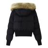 Womens Winter Hooded Cotton-Polyester Jacket With Faux Fur Trim Casual Coat Short Length