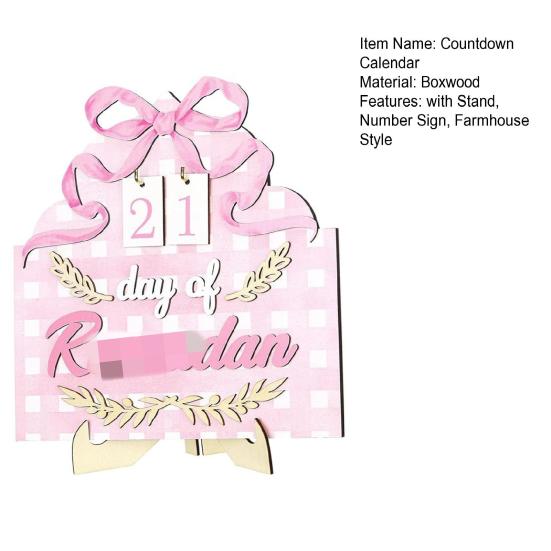 Wooden Countdown Calendar with Stand Number Sign Farmhouse Rustic Countdown Ornament Home Office Desktop Decoration
