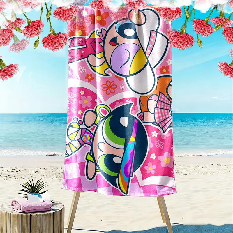 The Powerpuff Girls Print Beach Towel, Large Soft Quick Dry Towel for Beach Camping Swimming