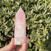 Natural Carved Pink Quartz Rose Crystal Point for Reiki Healing