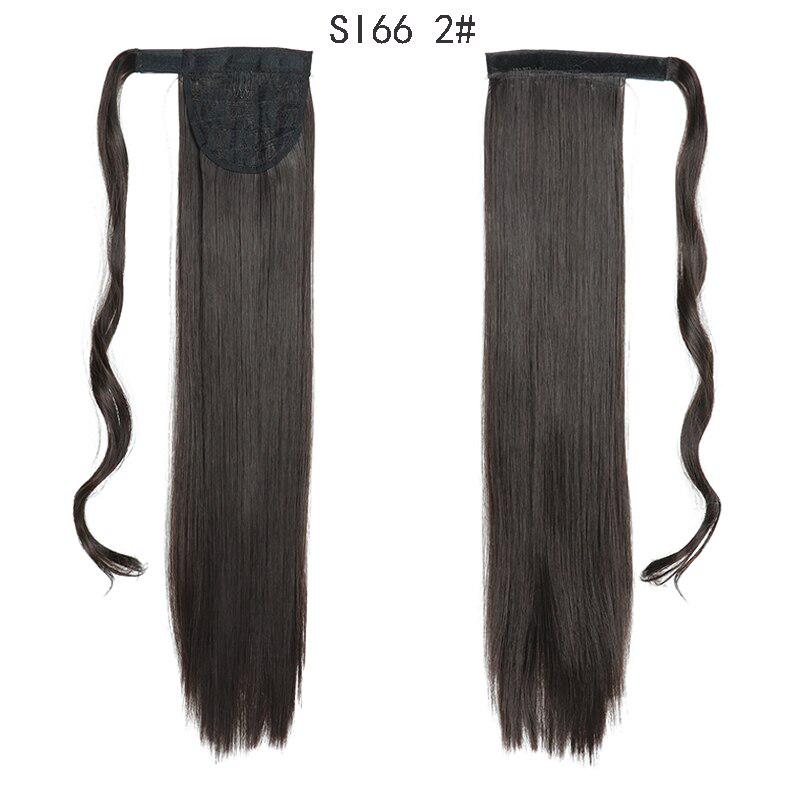 LISI HAIR Dlouhé rovné zavinování kolem klipsy do culíku Prodlužování vlasů tepelně odolné syntetické umělé vlasy s pony ocasem
