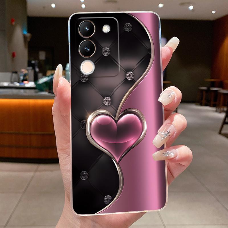 Phone Case For Vivo V29e V27e 5G Slim Soft TPU Cover Clear Silicone Aesthetic Luxury Fashion Butterfly Flowers New Design Case