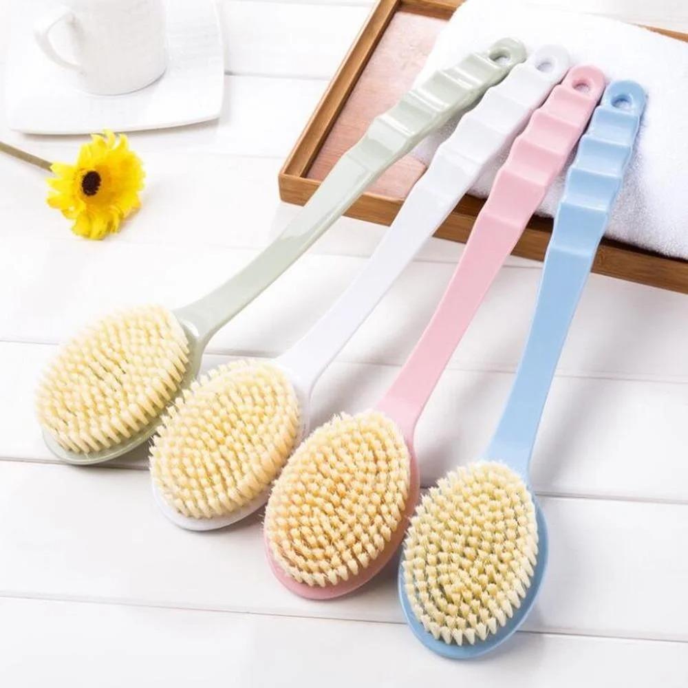 1PC Soft Body Scrubber Shower Exfoliating Scrubs Long Handle Bath Brush Exfoliator Skin Massager Cleaning Brush Bathroom Accessories