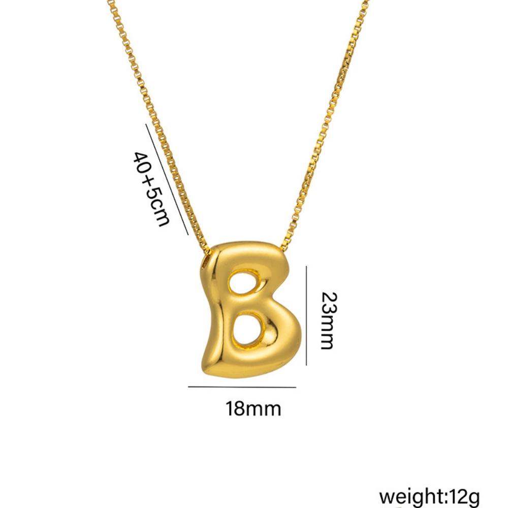 Creative A-Z Balloon Bubble Letter Pendant Neckalce for Women Gold Plated Chunky Initial Necklaces Jewelry Birthday Gift