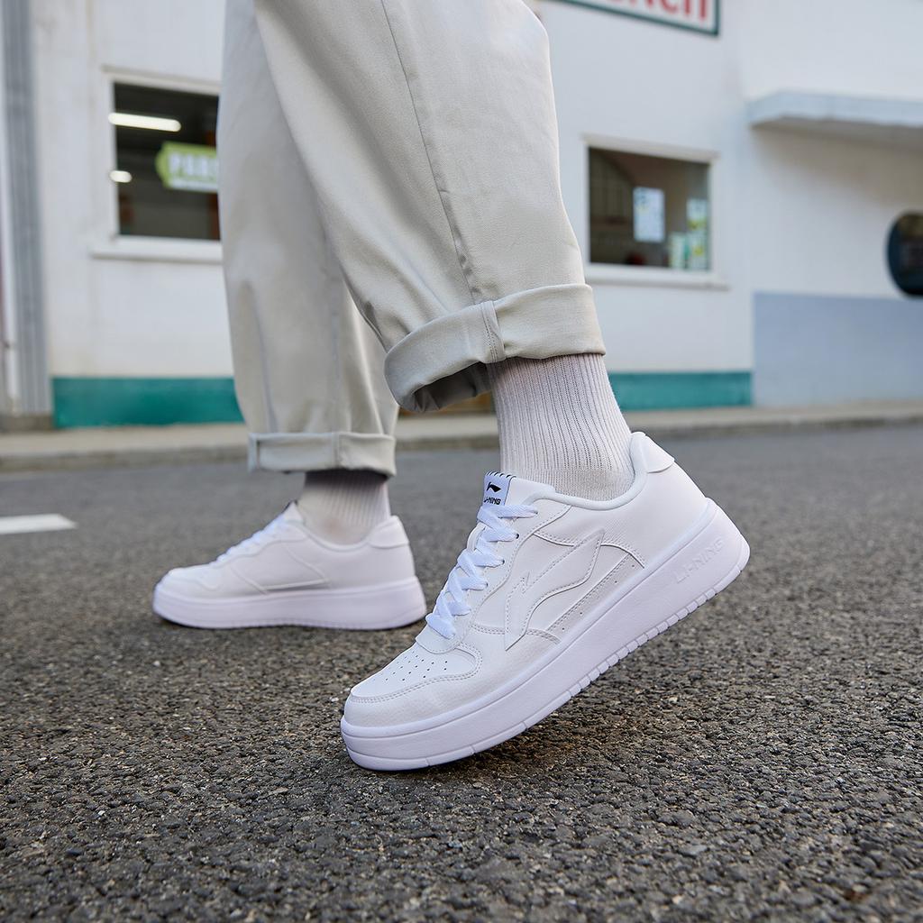 Li Ning Floating Boat Slip Resistant, Abrasion Resistant, Breathable, Height Increasing Low top Skateboard Shoes Men's AGCS419-1