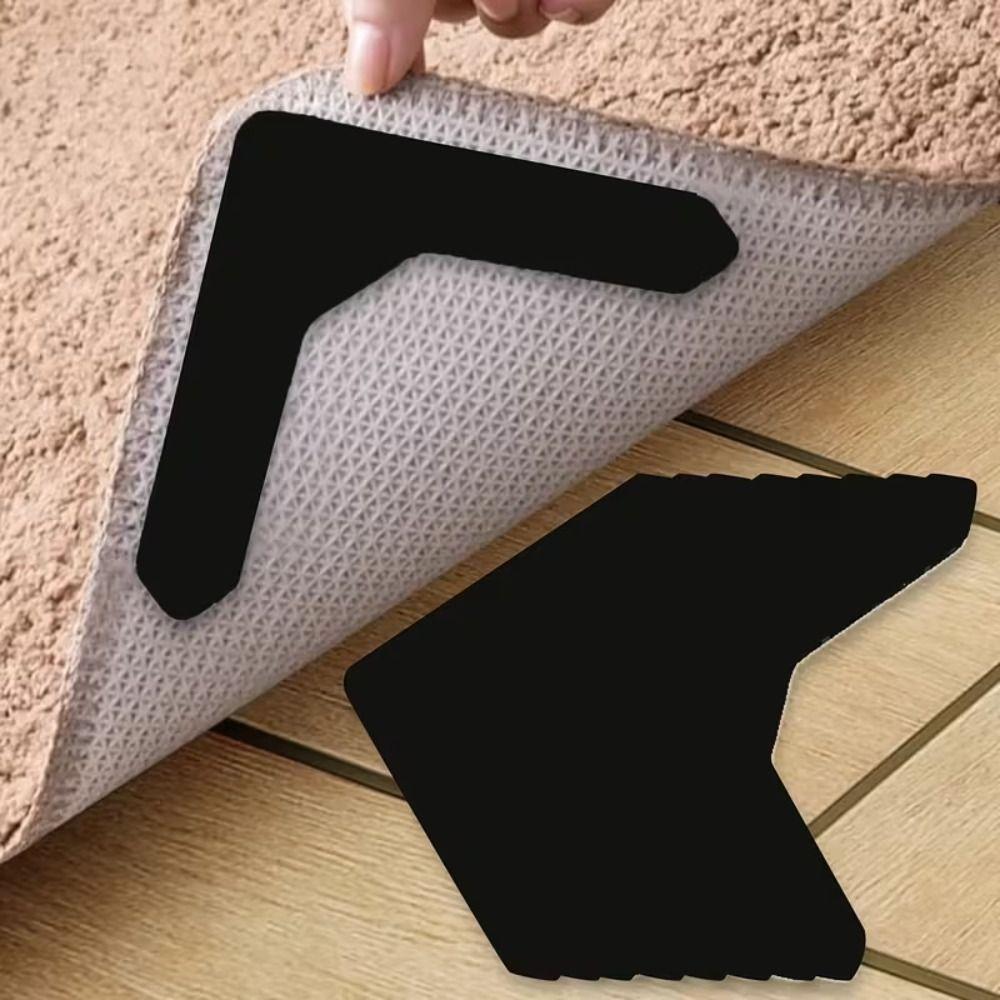 4Pcs Reusable Non-slip Carpet Stickers Traceless Carpet Tape Rug Corner Gripper Household