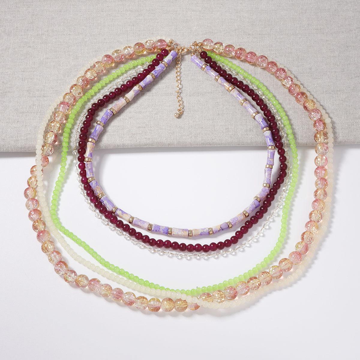 

Внешняя торговля богемный нишевый креативный дизайн глазурованное стекло многослойное наложение преувеличенное свежее женское ожерелье разноцветный