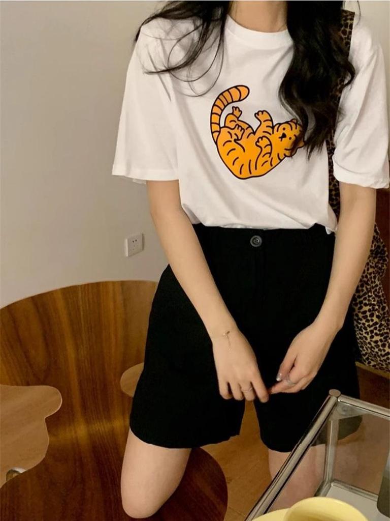 Women's High-Waist Pure Cotton Shorts - Summer 2026 Korean Style, Casual Straight Wide-Leg Design.