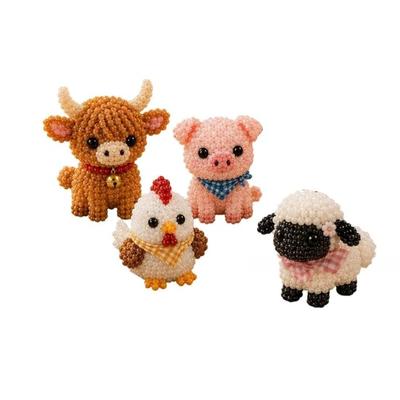 1 Juego de Kit DIY de Animales con Cuentas 3D, Kit de Manualidades de Arte de Animales con Cuentas con Instrucciones, Kit de Cuentas de Animales de Granja, Pájaros, Insectos, Murciélagos Hecho a Mano para Adultos Principiantes