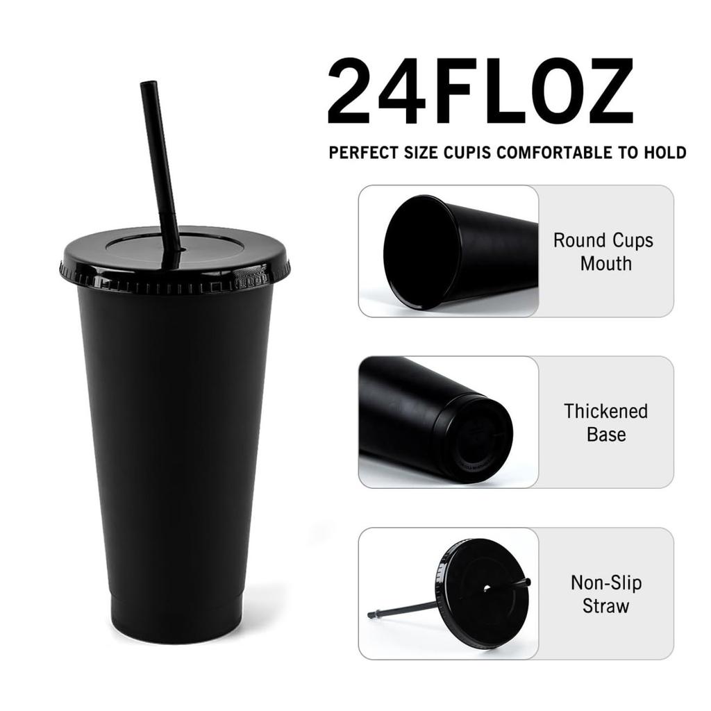 Reusable Cold Drink Cup, Kids Plastic Water Cup With Straw And Lid, Summer Party Reusable Plastic Cup