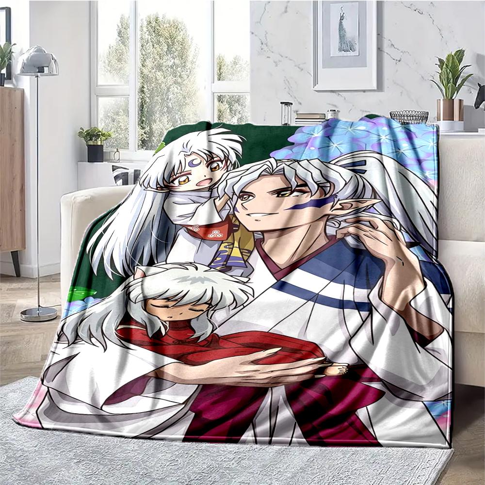 Inuyasha Theme Printed Blanket - Perfect for Couch, Bed, Travel & Outdoor Use | Machine Washable, Cozy & Durable.