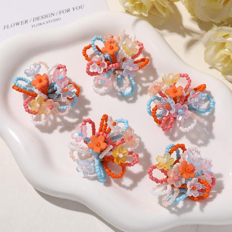 Colorful Seed Bead Flower Cluster DIY Supplies Sweet Cute Accessories for Earrings Hair Ornaments Shoe Decor 10pcs