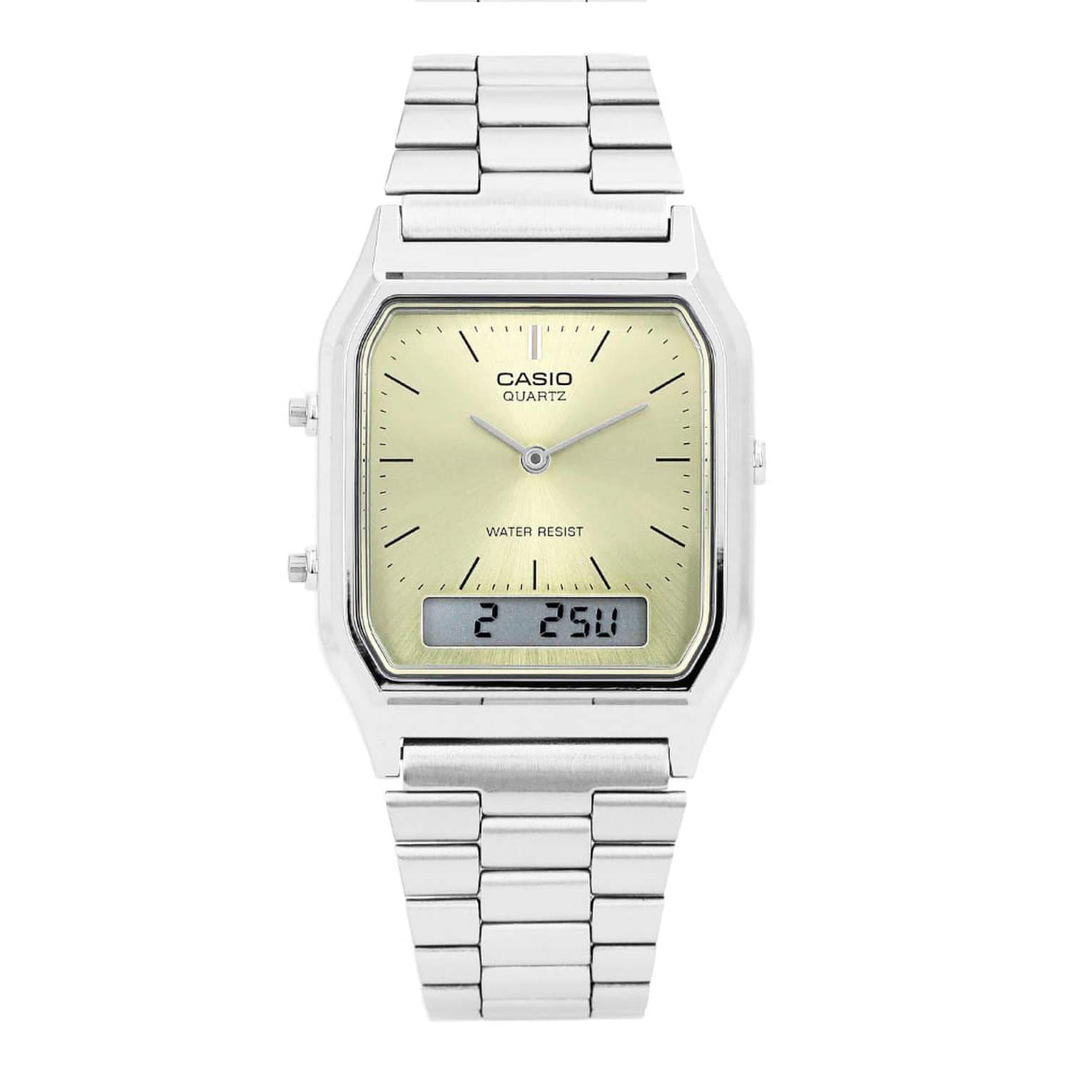 [Casio] AQ-230A-9AMQYDF (AQ-230A-9A) Аналогово-цифровые квадратные винтажные ретро унисекс металлические часы