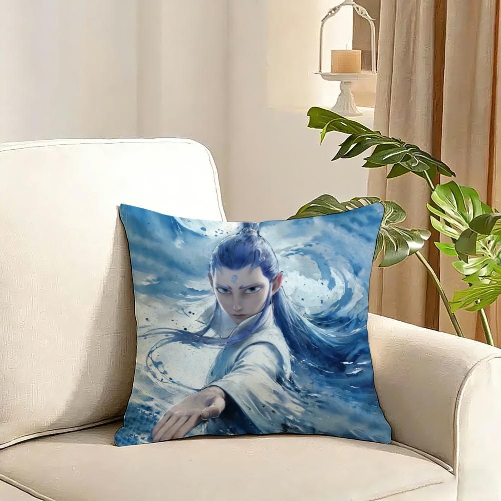 Popular Chinese Mytho Animation Nezha Cushion Cover Reversible Plush Pillow Cover Soft Fluffy Home Decor for Sofa Bedroom