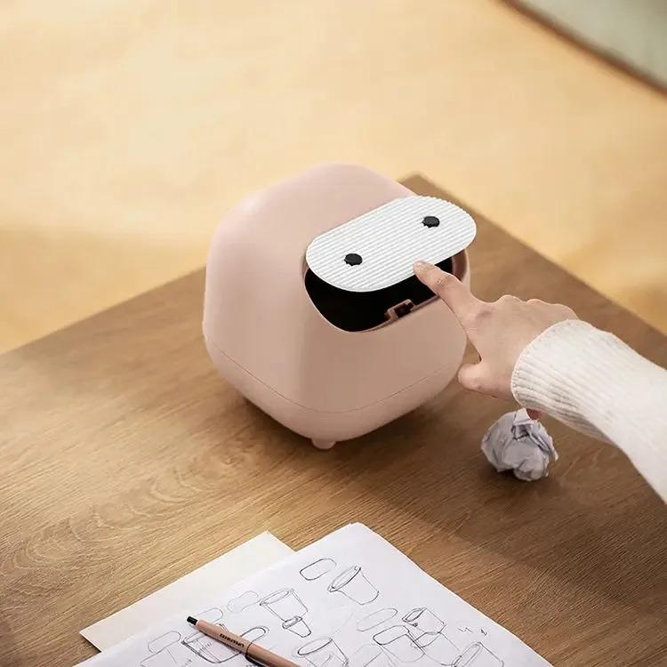 Table Trash Can Creative Cute Desktop Bin Small Tube Trash Can Room Mini Table Plastic Garbage Bin Press Car Storage Bucket