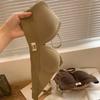 Women's French Triangle Cup Wireless Sexy Bra for Large Bust Minimizing and Non-Empty Cup Thin Style