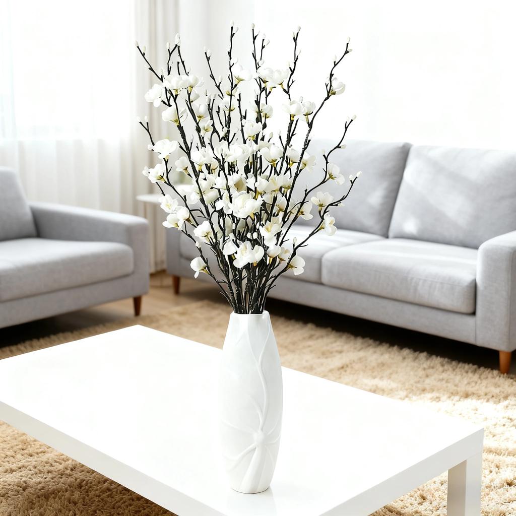 Artificial Flowers Plum Blossom Fake Winter Long Stem Plastic Flowers for Room Hotel Office Wedding Party Home Decoration