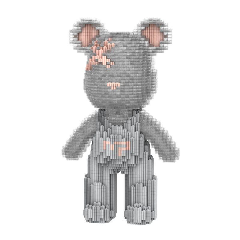 Mengpin Transparent Bear Micro Bricks Puzzle Toy for Kids - Brain Teaser Birthday Gift Figurine