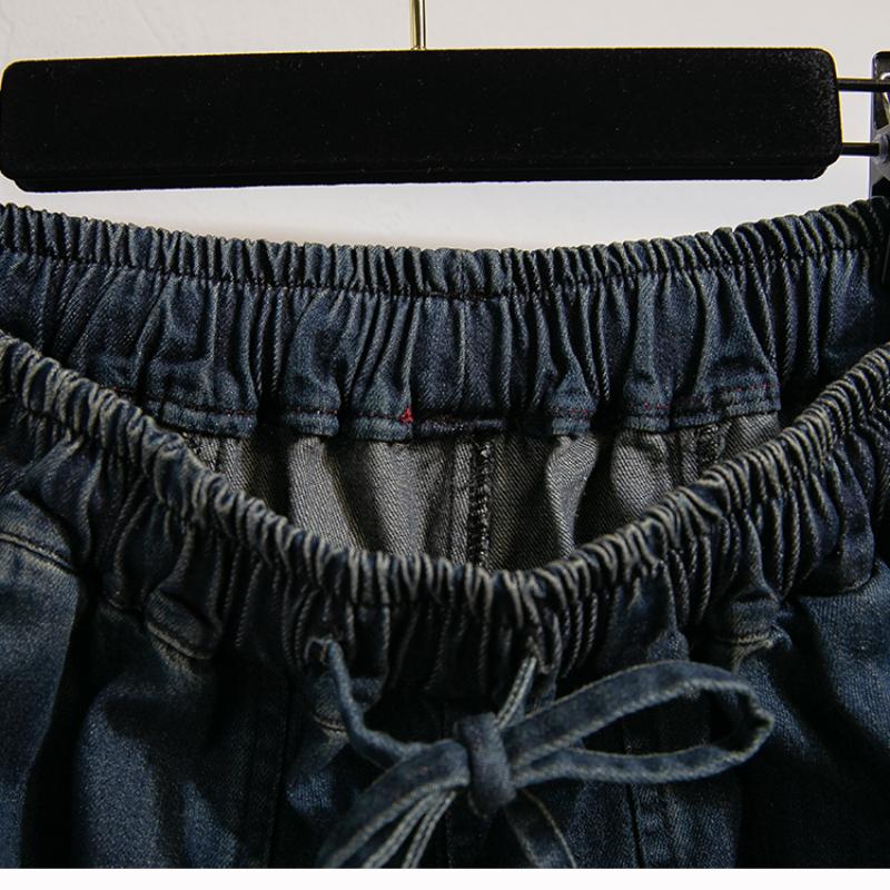 Dámské jaro podzim plus velikost ležérní volné kalhoty džíny s vysokým pasem