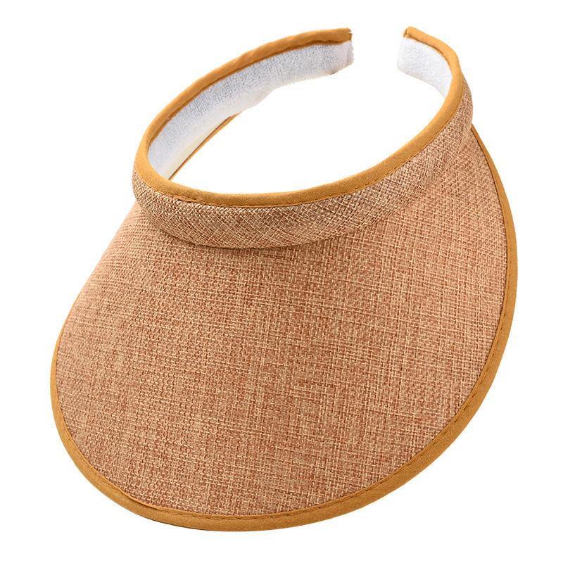 Women Summer Empty Top Visors Sun Hat Simple Solid Color Wide Brim Sunscreen Cap Female Outdoor Adjustable Travel Beach Hats