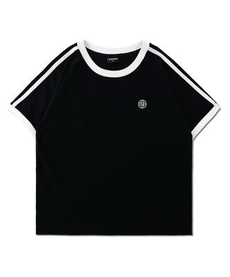 DISTN9NE Contrast Line Raglan Slim Short Sleeve Tee Lq2Tf242_Black