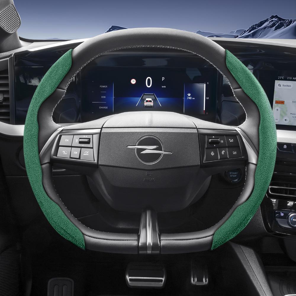 Suitable for Opel Sports Suede Steering Wheel Cover, Split Snap-On Anti-Slip Style, for Models Such As Corsa, Mokka, Astra, Grandland, Combo, Zafira, 