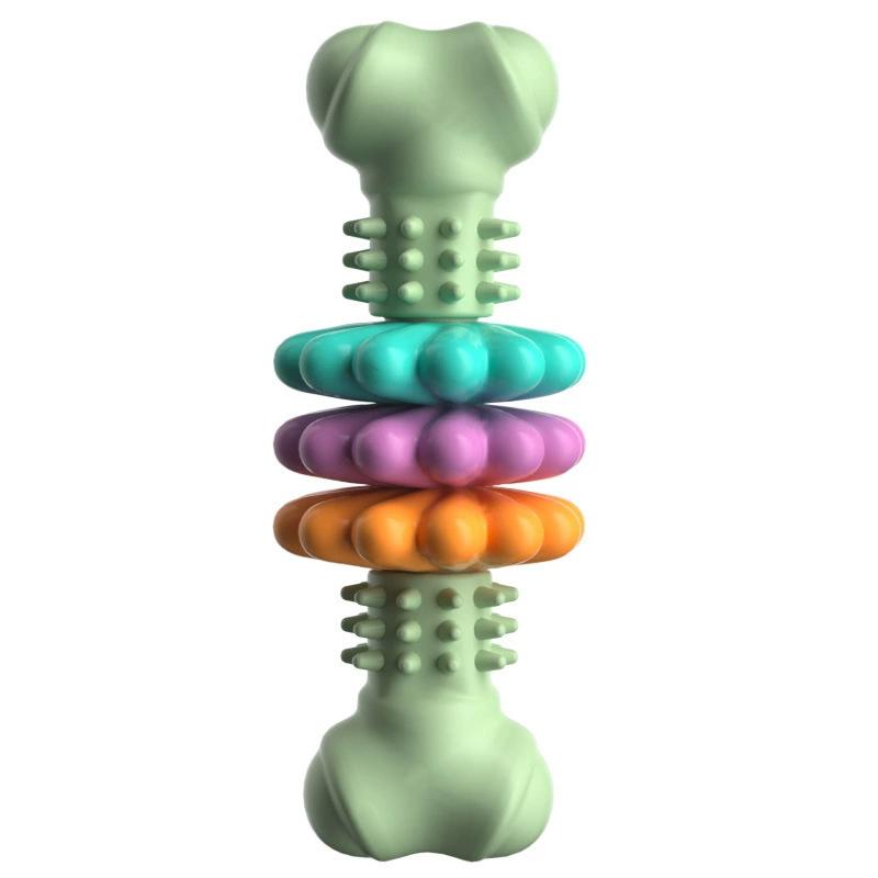 Durable Dog Toy Bone Shape Chew Toy for Teeth Grinding Pet Relief Boredom Multi-layered TPR Material for Enhanced Teeth Cleaning