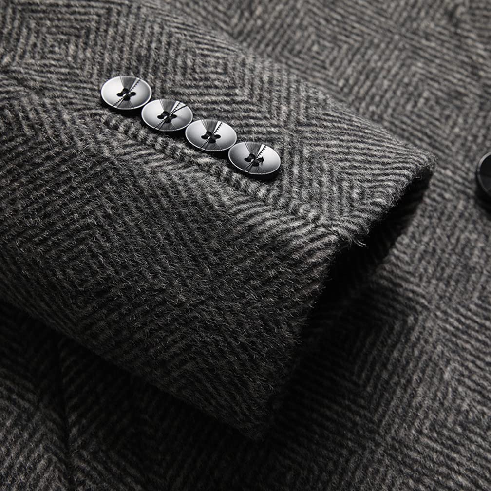 JINLUN Wool Long Business Coat with Down Warm and Men's Coat, Inner, Cold-Resistant Outerwear, Thick, Formal, Casual, Autumn/Winter