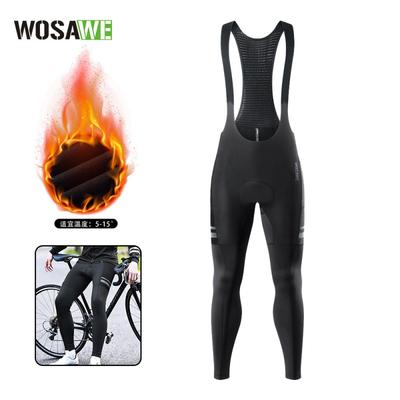 Mens Winter Thermal Cycling Bib Pants Warm Fleece-Lined Road Bike Riding Outdoor Sports