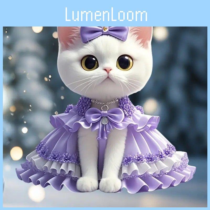 Cat Cute Purple Dress Pattern Acrylic Pendant For Car Accessories Decoration