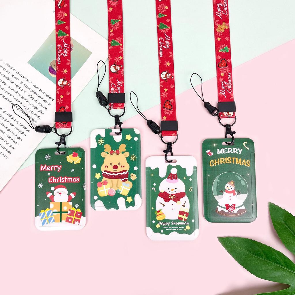 Cordon porte-clés de Noël avec porte-cartes, cordon tour de cou, badge arbre de Noël, bonhomme de neige, cordon pour infirmières, enseignants, étudiants