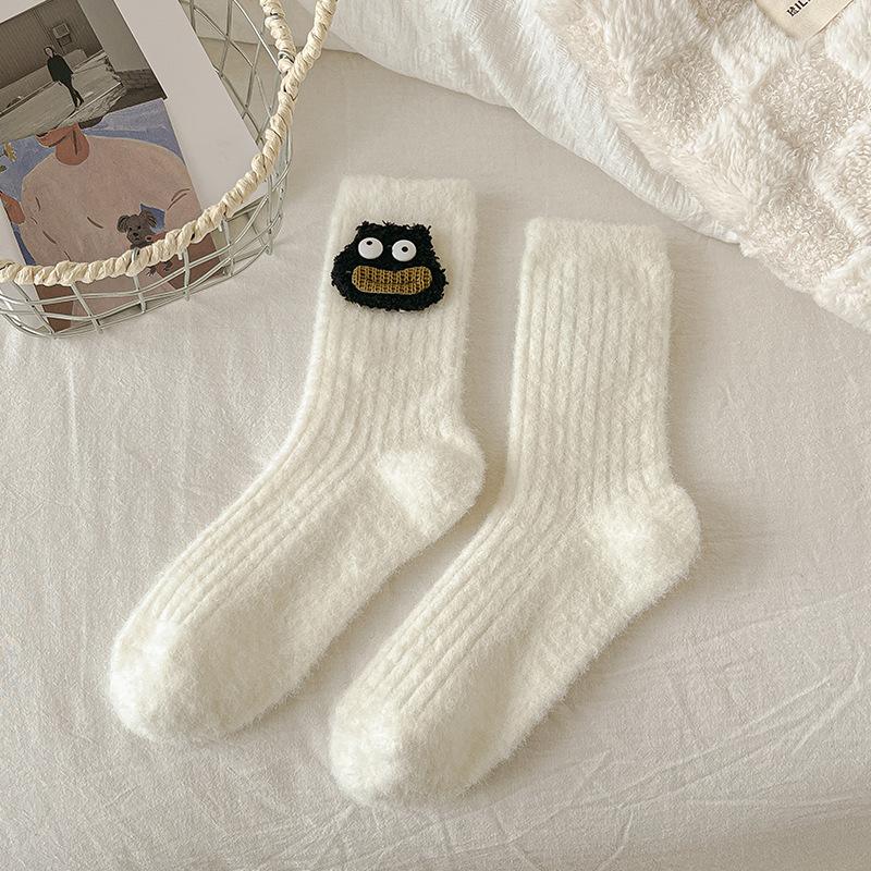 Women's Autumn and Winter Fleece Thickened Warm Fleece Plush Doll Sleep Versatile Pile Socks