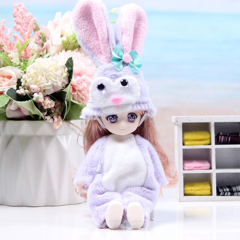 BJD Doll Movable Joints Plush Clothes Girl Doll 17cm Birthday Dress Up Toy Gifts