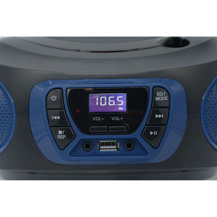 Radio CD Portable Numerique FM PLL, Lecteur CD, CD-R, CD-RW, MP3, USB, Stereo Roadstar CDR-365U/BL Noir/Bleu 33017