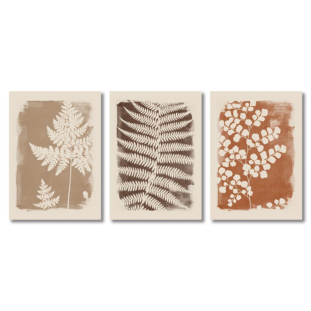 3pcs Neutral Minimalist Abstract Fern Boho Wall Art Decor Paintings Warm Tones Wall Decor Posters Home Decor Creative Gifts