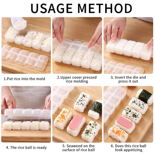 Japanese sushi mold, rice ball mold, rice ball mold, nigiri sushi mold, Japanese cooking utensils, non-sticky five-piece rice ball press mold, food-gr