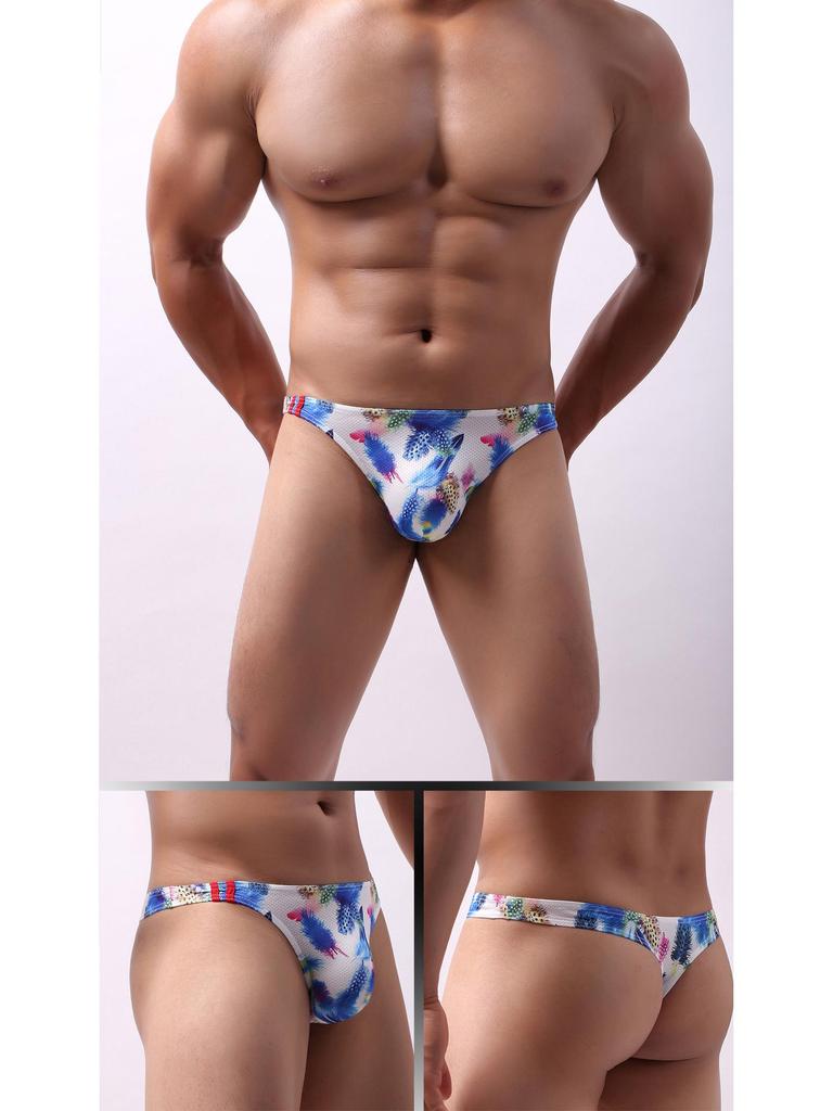 European & American Cartoon Print Low-Rise Men's Moisture-Wicking Thong E071